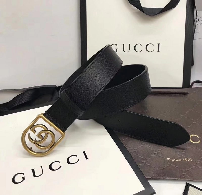 G*u*i ‎leather belt with framed double g 495128