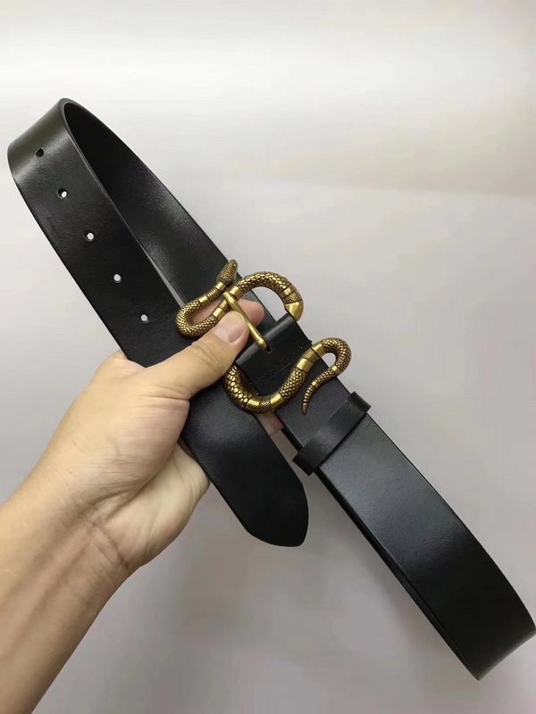 G*u*i leather belt with snake buckle 458935