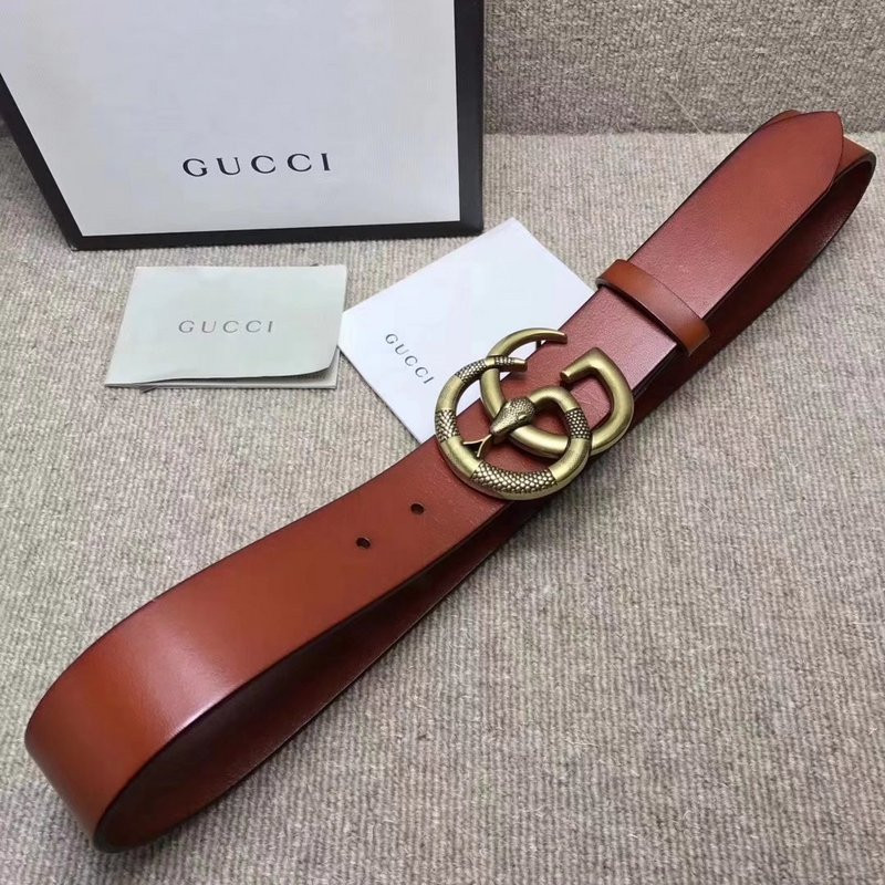 G*u*i leather belt with double g buckle with snake 458949