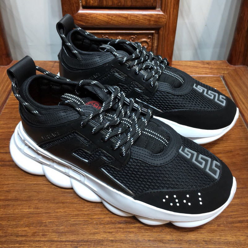 versace chain reaction triple black&white sneakers