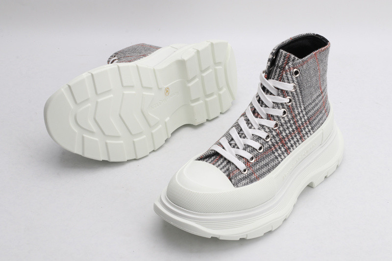 alex mcq tread slick boot in plaid
