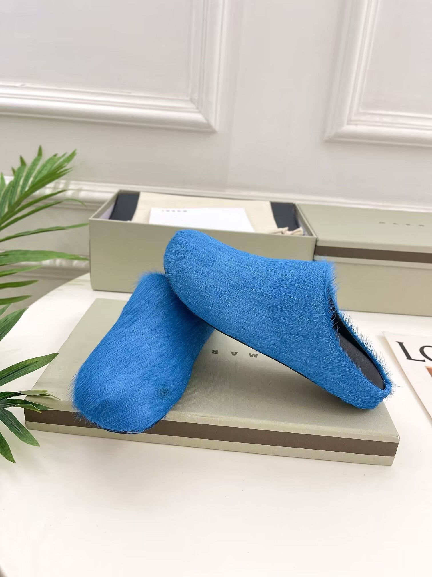 Ma*n1 blue fussbett sabot loafers