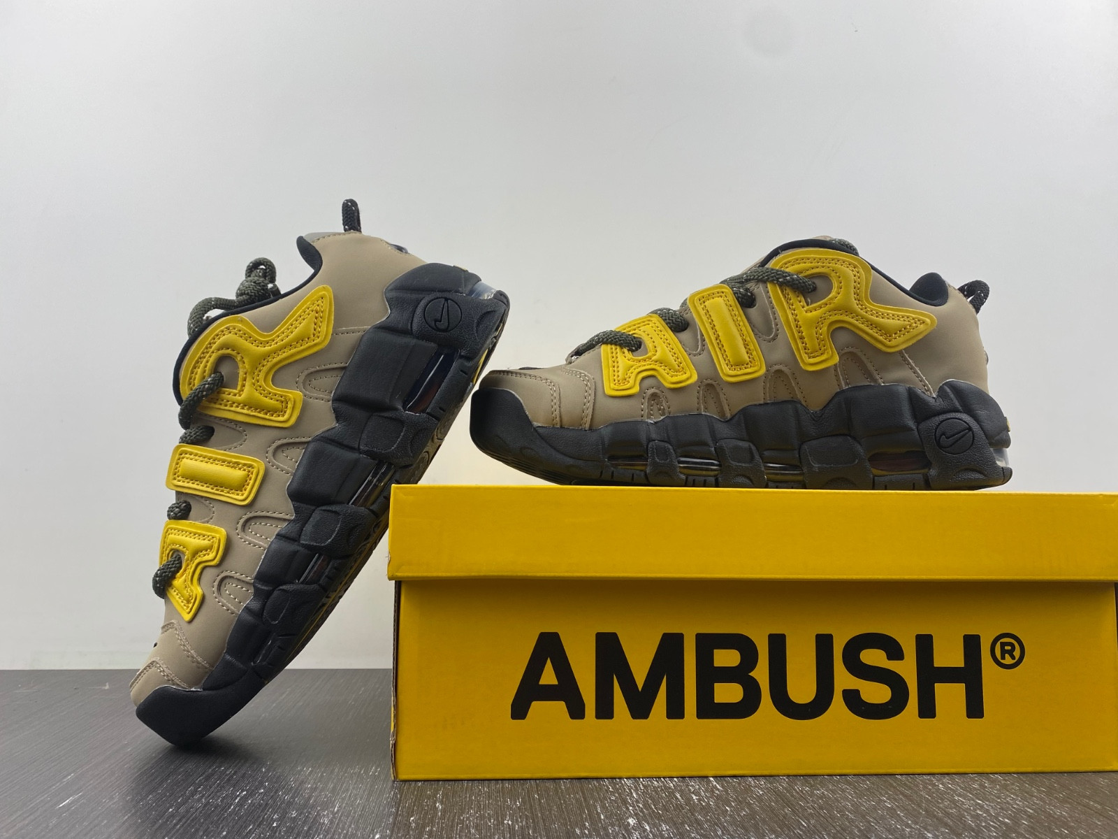 ambush x nike air more uptempo low “limestone” fb1299-200
