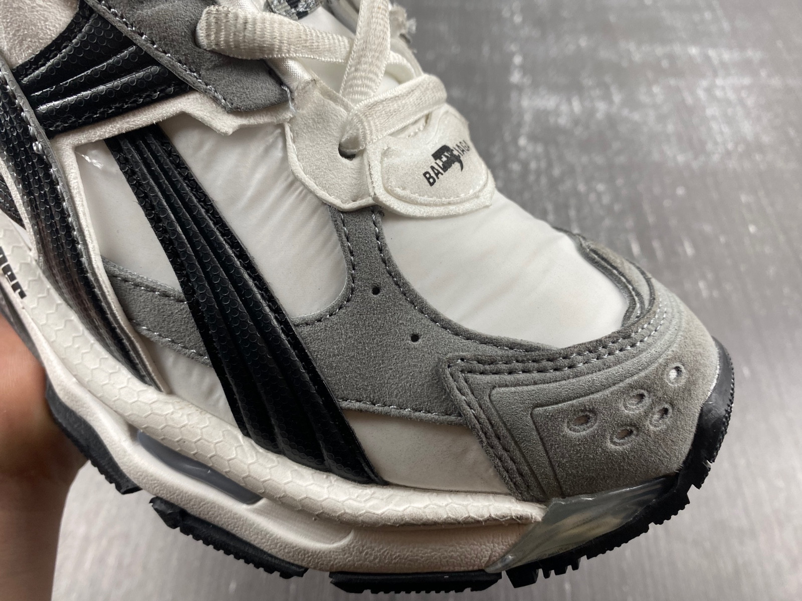 Ba*len*cia*ga runner sneaker in grey/white/black