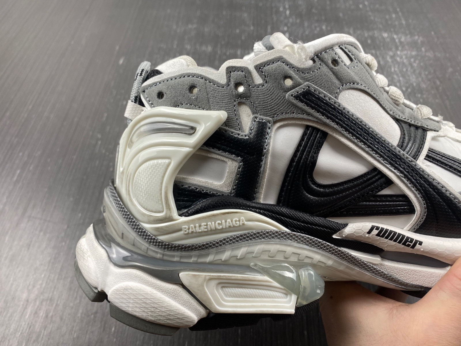 Ba*len*cia*ga runner sneaker in grey/white/black