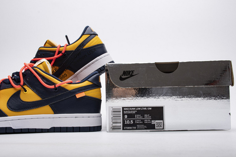 owtx nike dunk sb low white michigan ct0856-700
