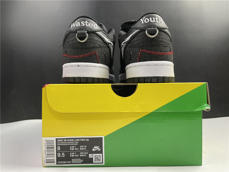 wasted youth × nike dunk sb low “black” dd8386-001